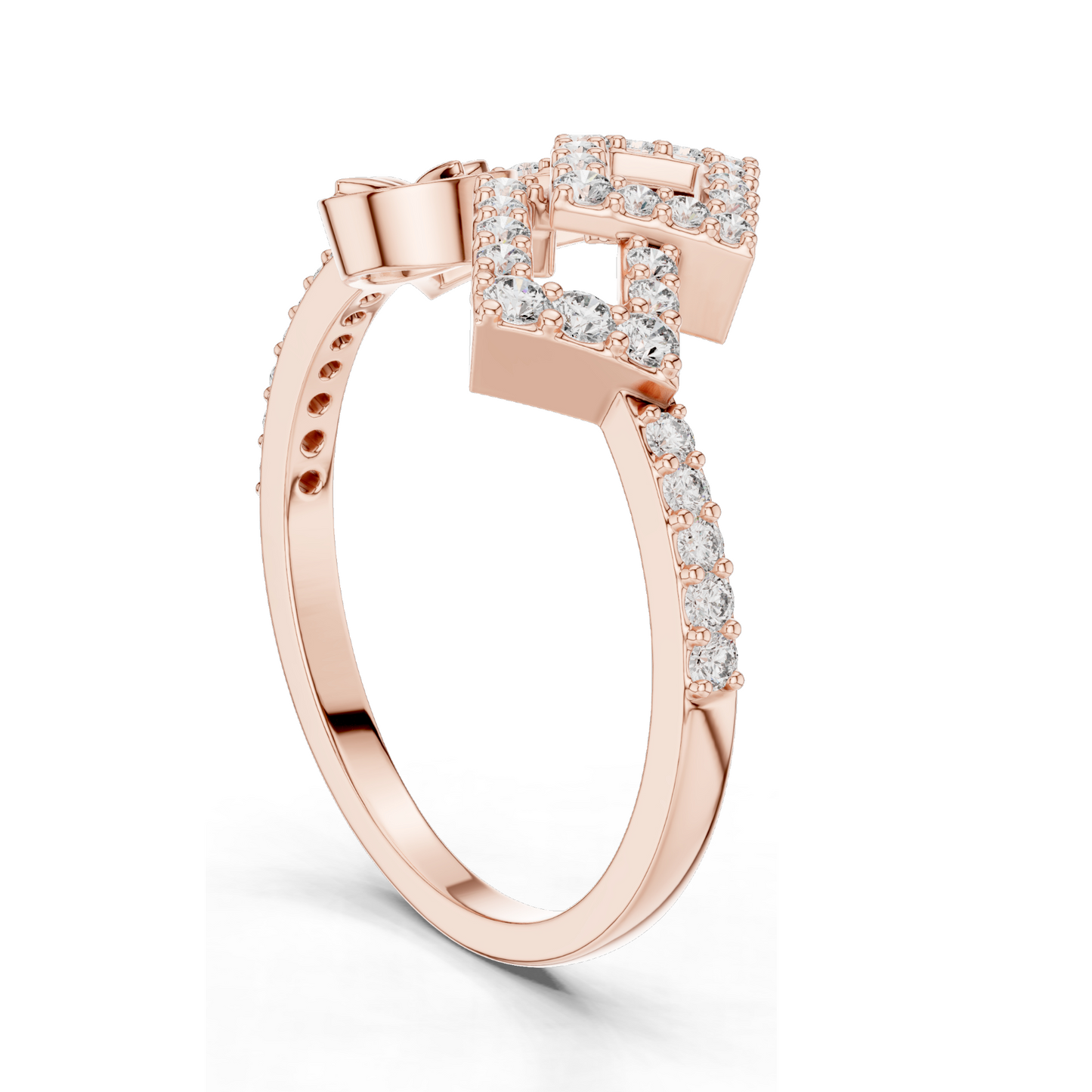 Lab Diamond Geometric Ring for Women | VVS-VS EF Clarity | Available in 18KT, 14KT, 10KT Gold & 925 Silver | Rose, Yellow, White Gold Options | Moissanite Available