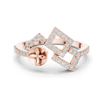 Lab Diamond Geometric Ring for Women | VVS-VS EF Clarity | Available in 18KT, 14KT, 10KT Gold & 925 Silver | Rose, Yellow, White Gold Options | Moissanite Available