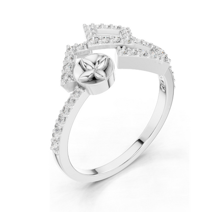 Lab Diamond Geometric Ring for Women | VVS-VS EF Clarity | Available in 18KT, 14KT, 10KT Gold & 925 Silver | Rose, Yellow, White Gold Options | Moissanite Available