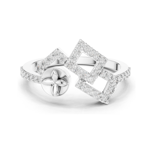 Lab Diamond Geometric Ring for Women | VVS-VS EF Clarity | Available in 18KT, 14KT, 10KT Gold & 925 Silver | Rose, Yellow, White Gold Options | Moissanite Available