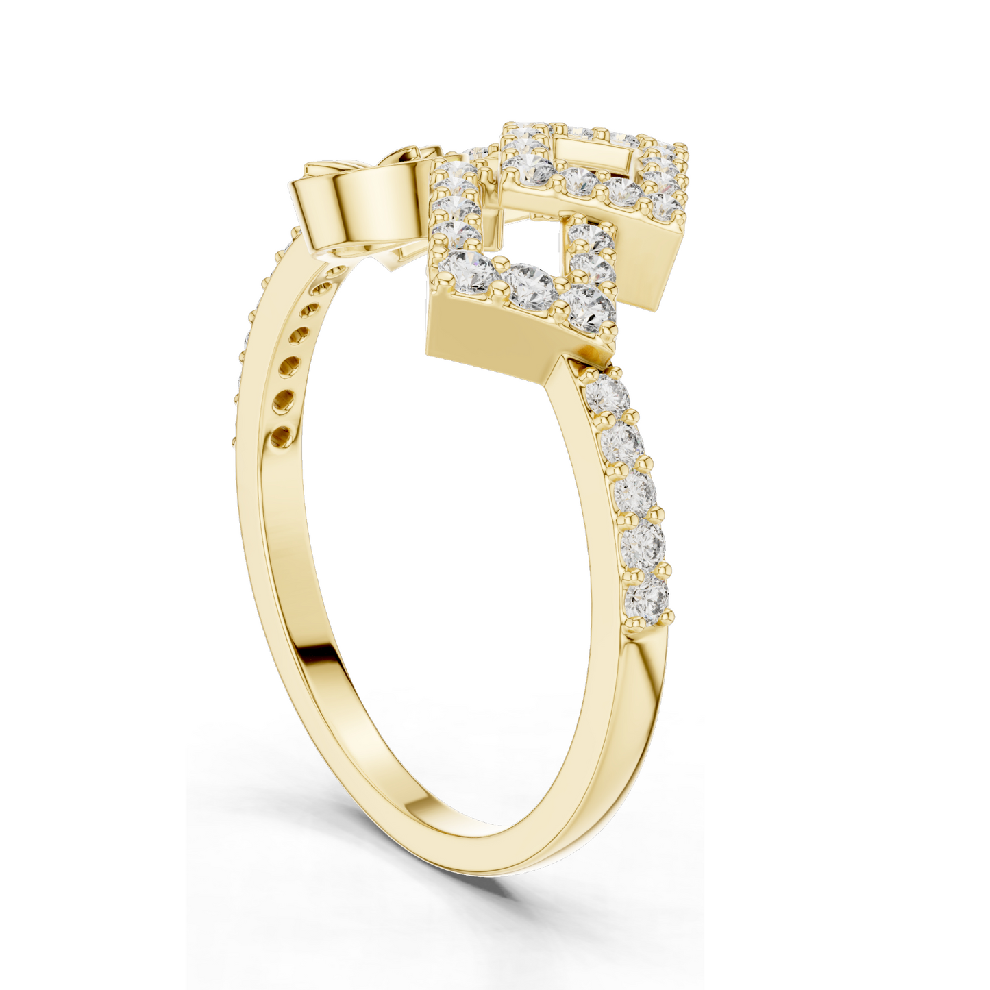 Lab Diamond Geometric Ring for Women | VVS-VS EF Clarity | Available in 18KT, 14KT, 10KT Gold & 925 Silver | Rose, Yellow, White Gold Options | Moissanite Available