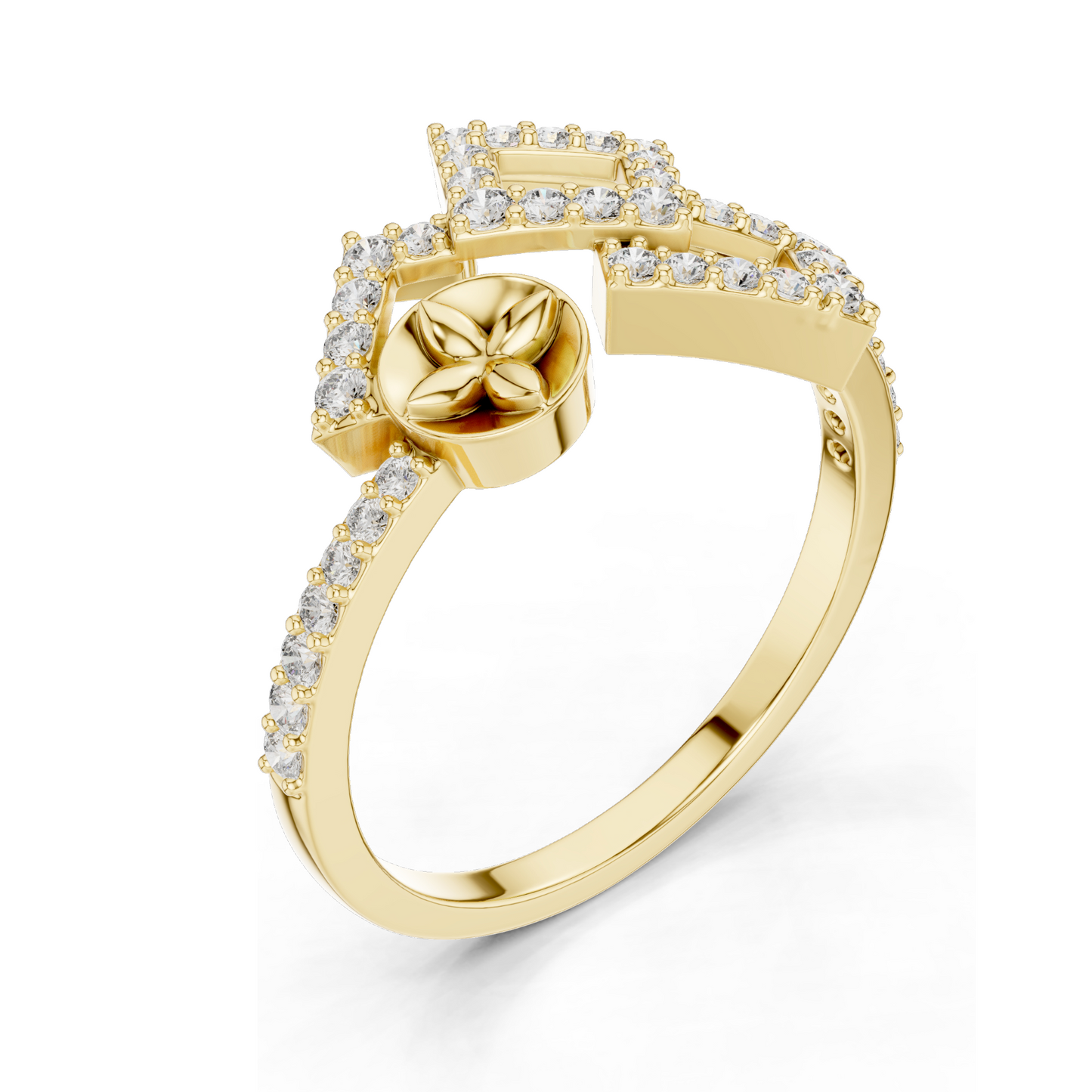 Lab Diamond Geometric Ring for Women | VVS-VS EF Clarity | Available in 18KT, 14KT, 10KT Gold & 925 Silver | Rose, Yellow, White Gold Options | Moissanite Available