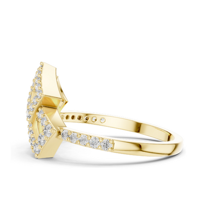 Lab Diamond Geometric Ring for Women | VVS-VS EF Clarity | Available in 18KT, 14KT, 10KT Gold & 925 Silver | Rose, Yellow, White Gold Options | Moissanite Available