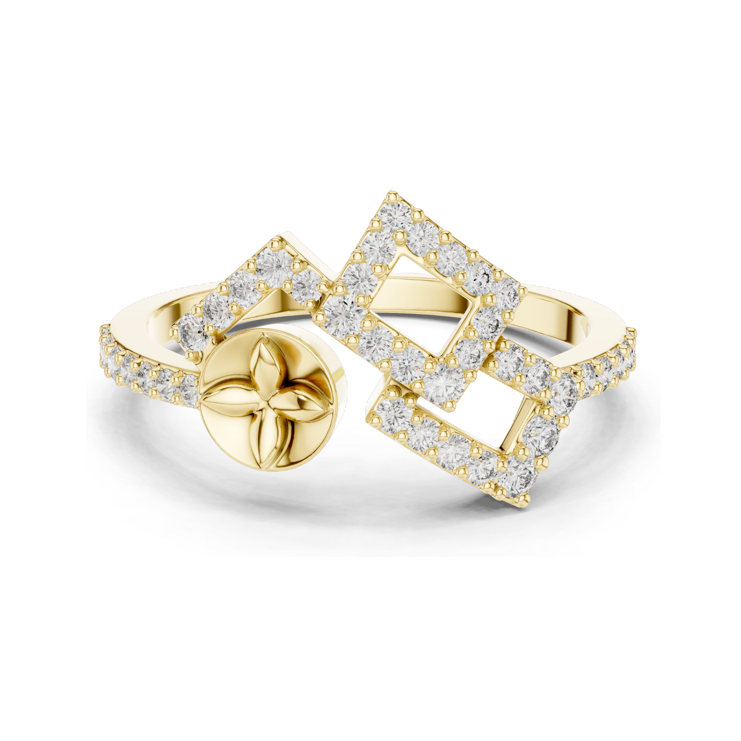 Lab Diamond Geometric Ring for Women | VVS-VS EF Clarity | Available in 18KT, 14KT, 10KT Gold & 925 Silver | Rose, Yellow, White Gold Options | Moissanite Available