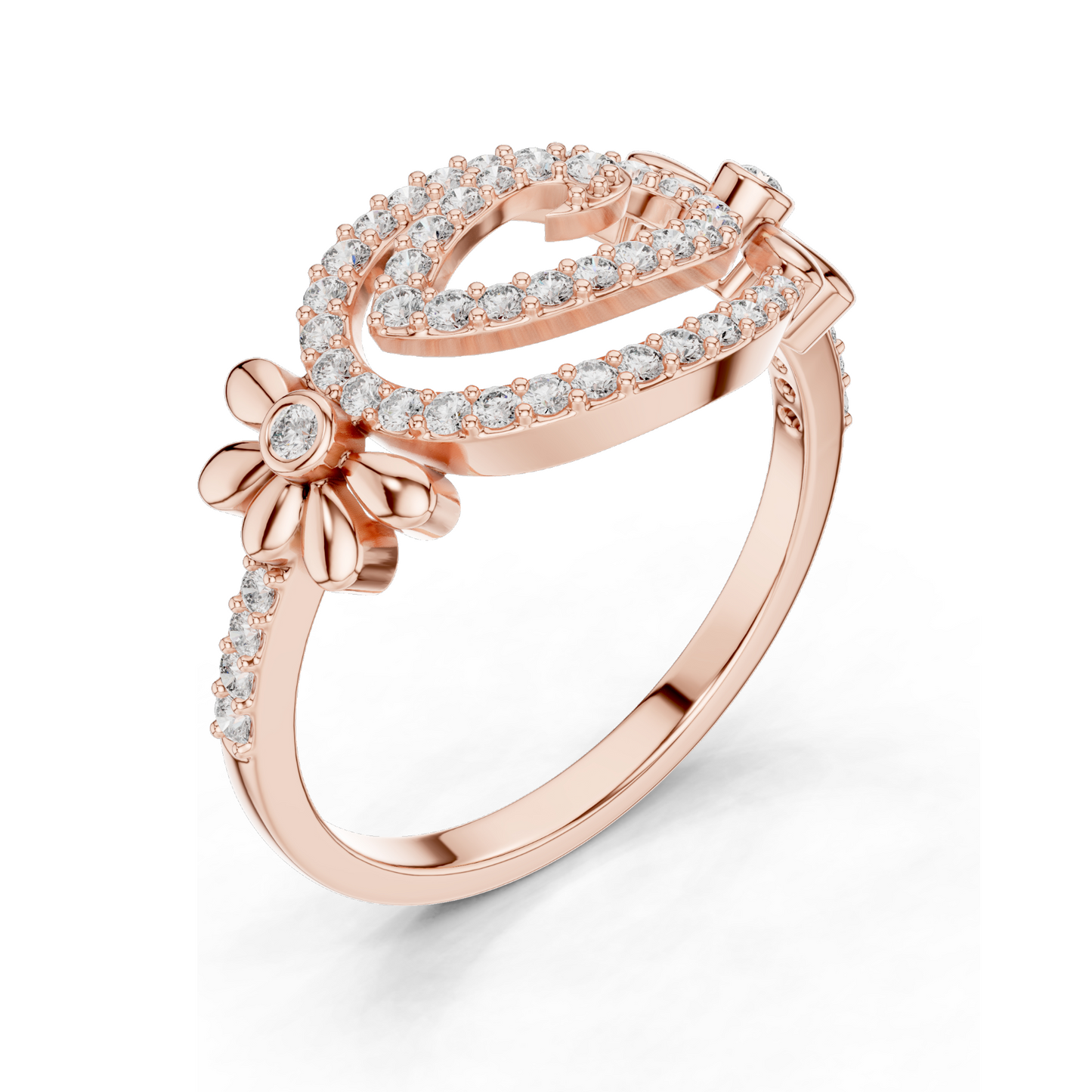 0.341 CT Lab Diamond Flower & Swirl Design Ring for Women | VVS-VS EF Clarity | 18KT, 14KT, 10KT Gold & 925 Silver | Rose, Yellow, White Gold & Moissanite Options