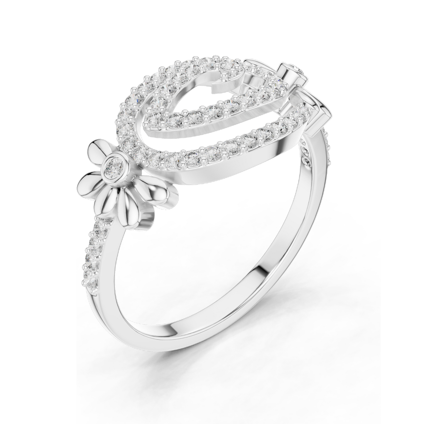 0.341 CT Lab Diamond Flower & Swirl Design Ring for Women | VVS-VS EF Clarity | 18KT, 14KT, 10KT Gold & 925 Silver | Rose, Yellow, White Gold & Moissanite Options