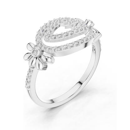0.341 CT Lab Diamond Flower & Swirl Design Ring for Women | VVS-VS EF Clarity | 18KT, 14KT, 10KT Gold & 925 Silver | Rose, Yellow, White Gold & Moissanite Options