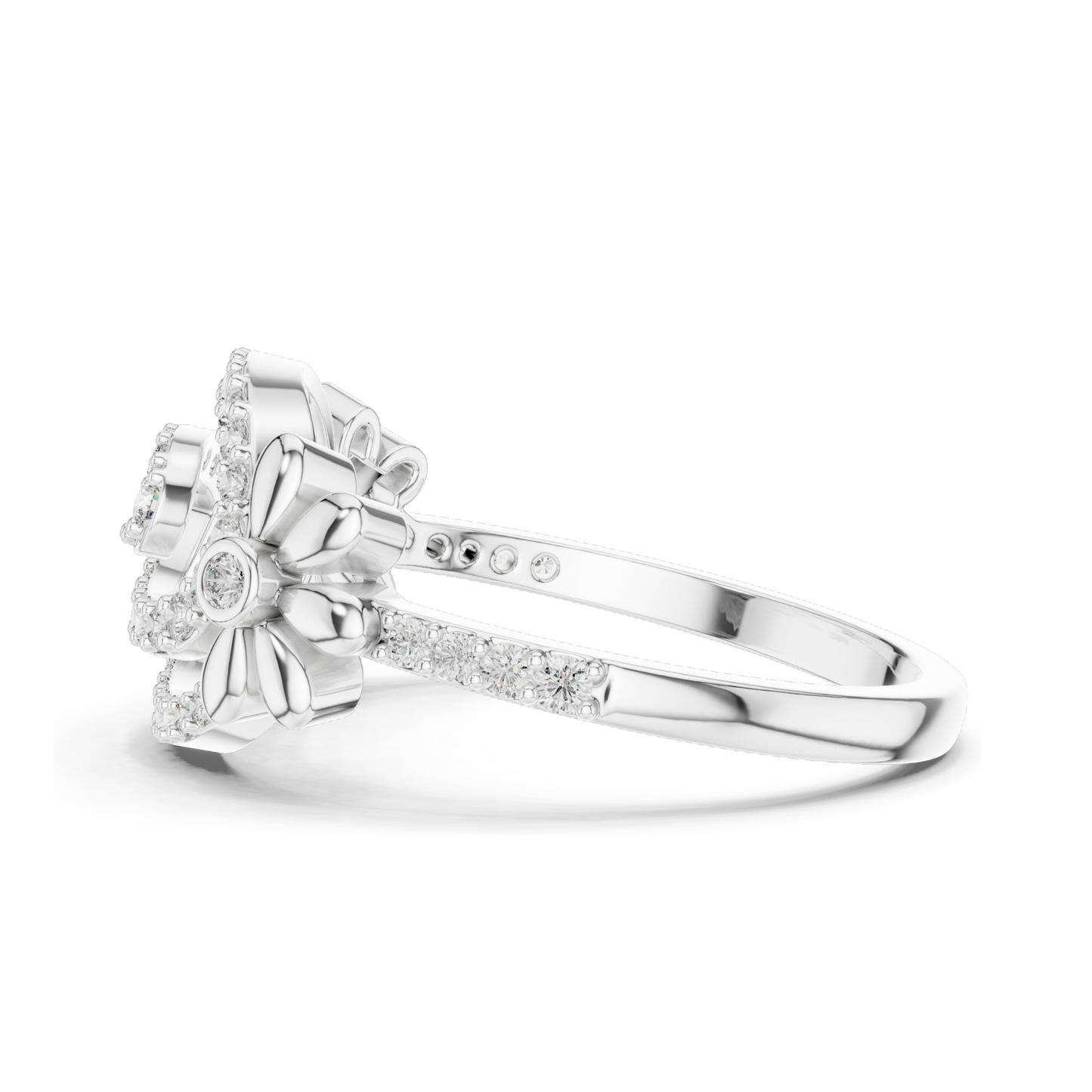 0.341 CT Lab Diamond Flower & Swirl Design Ring for Women | VVS-VS EF Clarity | 18KT, 14KT, 10KT Gold & 925 Silver | Rose, Yellow, White Gold & Moissanite Options