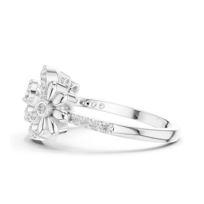 0.341 CT Lab Diamond Flower & Swirl Design Ring for Women | VVS-VS EF Clarity | 18KT, 14KT, 10KT Gold & 925 Silver | Rose, Yellow, White Gold & Moissanite Options