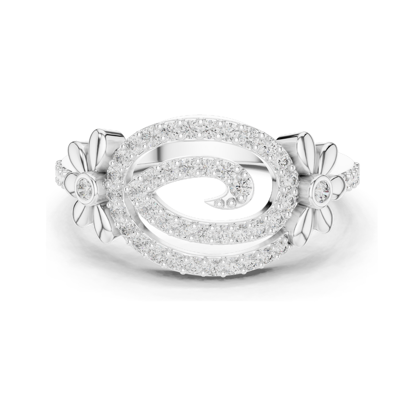 0.341 CT Lab Diamond Flower & Swirl Design Ring for Women | VVS-VS EF Clarity | 18KT, 14KT, 10KT Gold & 925 Silver | Rose, Yellow, White Gold & Moissanite Options