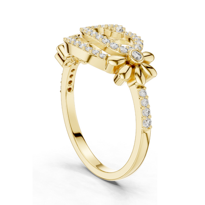 0.341 CT Lab Diamond Flower & Swirl Design Ring for Women | VVS-VS EF Clarity | 18KT, 14KT, 10KT Gold & 925 Silver | Rose, Yellow, White Gold & Moissanite Options