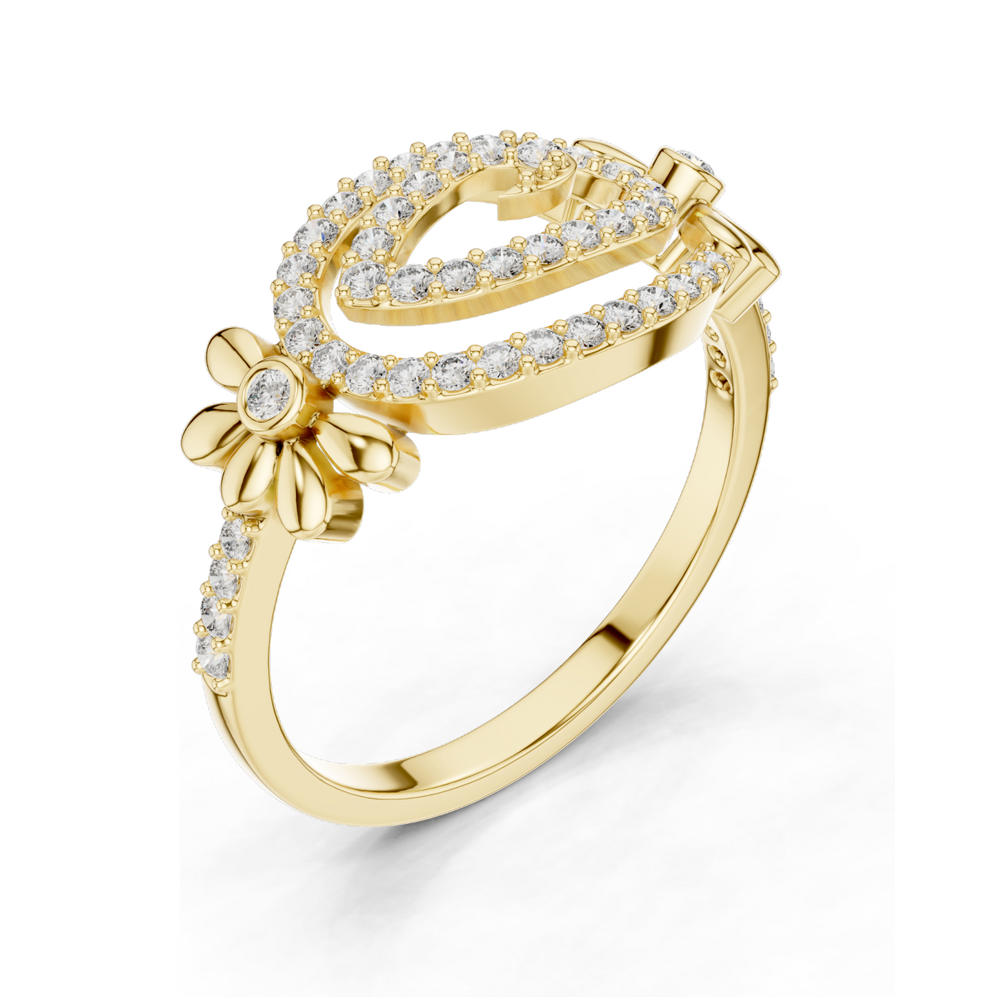 0.341 CT Lab Diamond Flower & Swirl Design Ring for Women | VVS-VS EF Clarity | 18KT, 14KT, 10KT Gold & 925 Silver | Rose, Yellow, White Gold & Moissanite Options