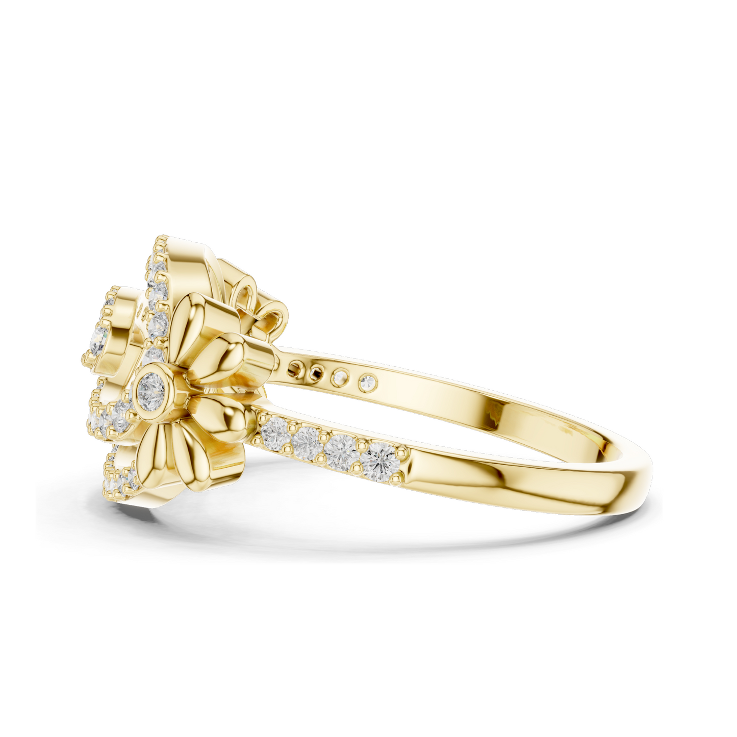 0.341 CT Lab Diamond Flower & Swirl Design Ring for Women | VVS-VS EF Clarity | 18KT, 14KT, 10KT Gold & 925 Silver | Rose, Yellow, White Gold & Moissanite Options