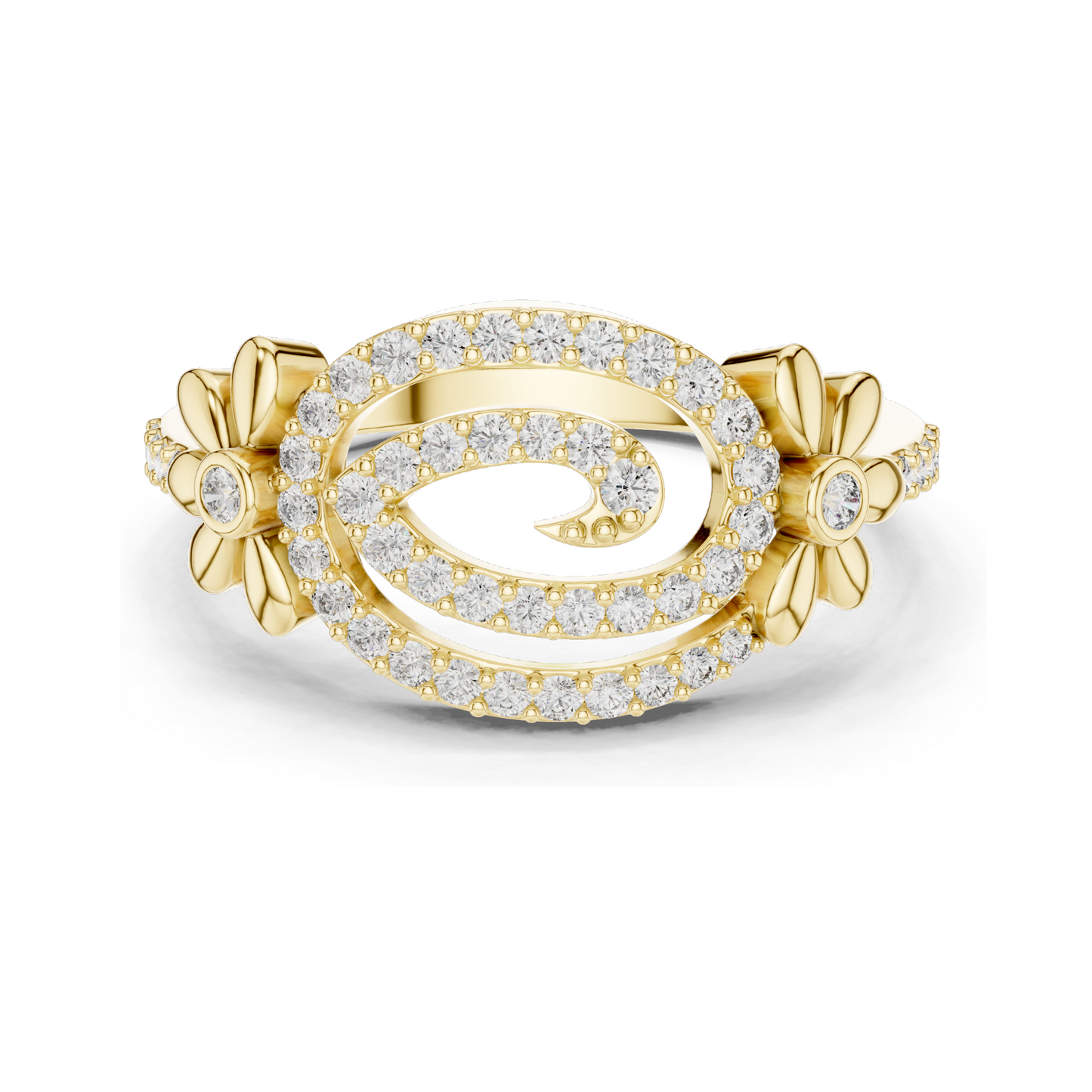 0.341 CT Lab Diamond Flower & Swirl Design Ring for Women | VVS-VS EF Clarity | 18KT, 14KT, 10KT Gold & 925 Silver | Rose, Yellow, White Gold & Moissanite Options
