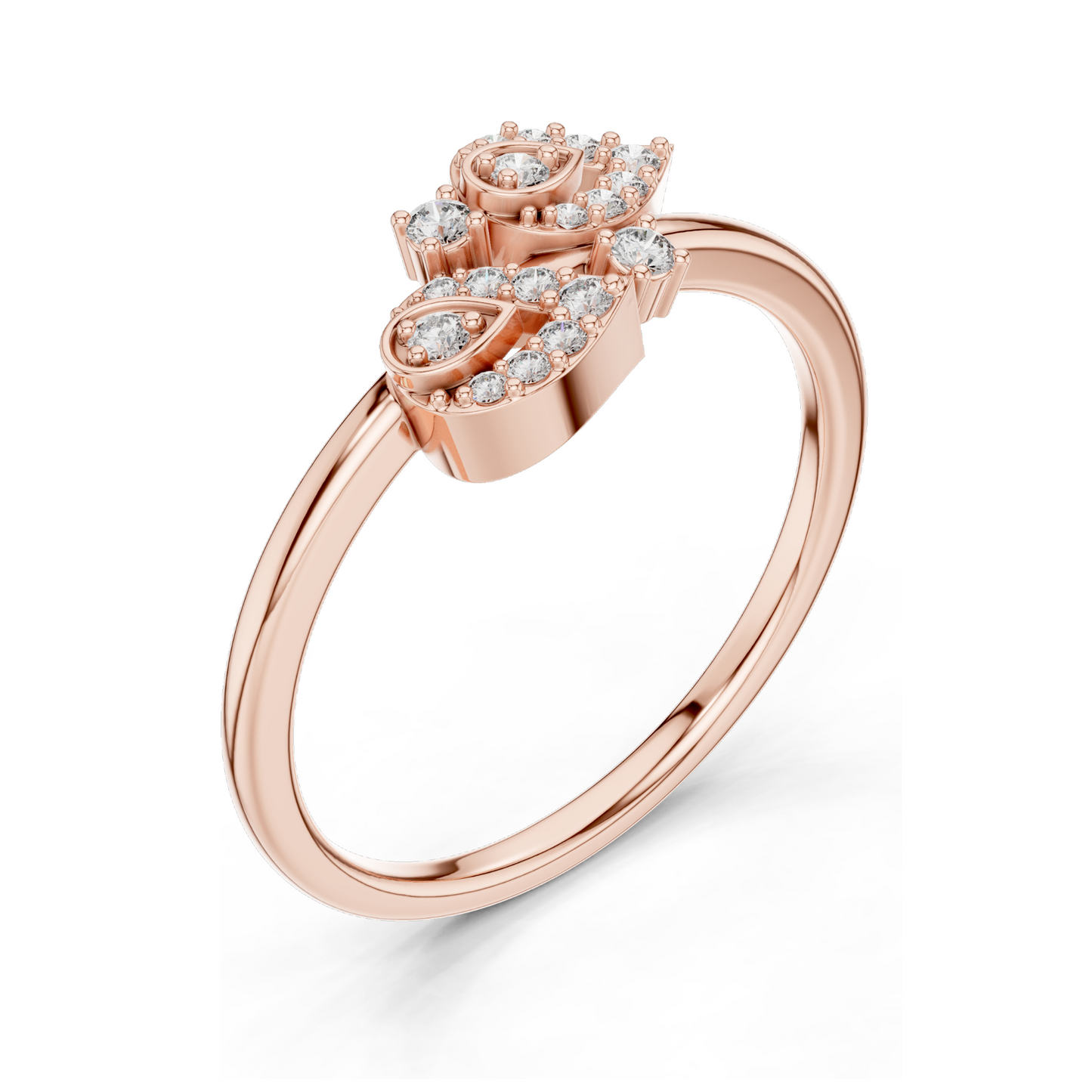 0.137 CT Lab Diamond Double Leaf Ring for Women | VVS–VS EF Clarity | 18KT, 14KT, 10KT Gold & 925 Silver | Rose, Yellow & White Gold | Moissanite Option