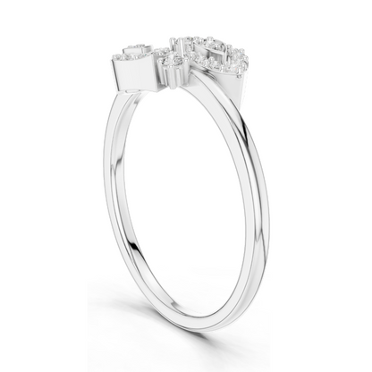 0.137 CT Lab Diamond Double Leaf Ring for Women | VVS–VS EF Clarity | 18KT, 14KT, 10KT Gold & 925 Silver | Rose, Yellow & White Gold | Moissanite Option