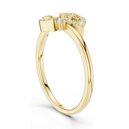 0.137 CT Lab Diamond Double Leaf Ring for Women | VVS–VS EF Clarity | 18KT, 14KT, 10KT Gold & 925 Silver | Rose, Yellow & White Gold | Moissanite Option