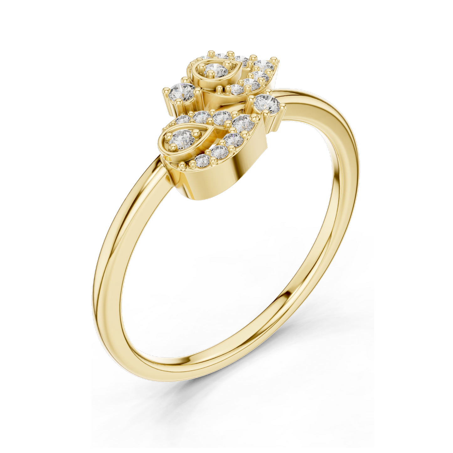 0.137 CT Lab Diamond Double Leaf Ring for Women | VVS–VS EF Clarity | 18KT, 14KT, 10KT Gold & 925 Silver | Rose, Yellow & White Gold | Moissanite Option