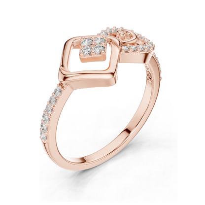 0.241 CT Lab Diamond Swirl Square Illusion Designer Ring for Women | VVS-VS EF Clarity | 18KT, 14KT, 10KT Gold & 925 Silver | Rose, Yellow, White Gold & Moissanite Options