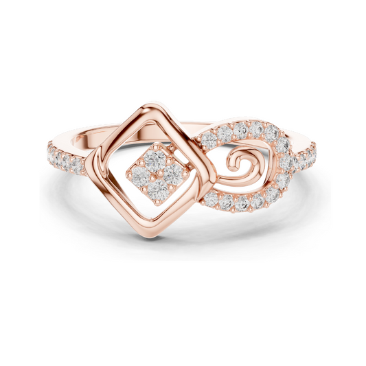 0.241 CT Lab Diamond Swirl Square Illusion Designer Ring for Women | VVS-VS EF Clarity | 18KT, 14KT, 10KT Gold & 925 Silver | Rose, Yellow, White Gold & Moissanite Options