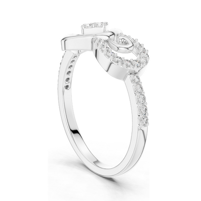 0.241 CT Lab Diamond Swirl Square Illusion Designer Ring for Women | VVS-VS EF Clarity | 18KT, 14KT, 10KT Gold & 925 Silver | Rose, Yellow, White Gold & Moissanite Options