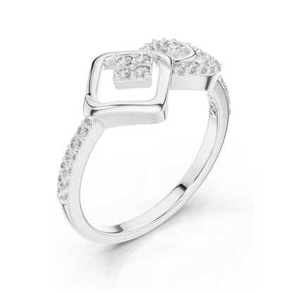 0.241 CT Lab Diamond Swirl Square Illusion Designer Ring for Women | VVS-VS EF Clarity | 18KT, 14KT, 10KT Gold & 925 Silver | Rose, Yellow, White Gold & Moissanite Options