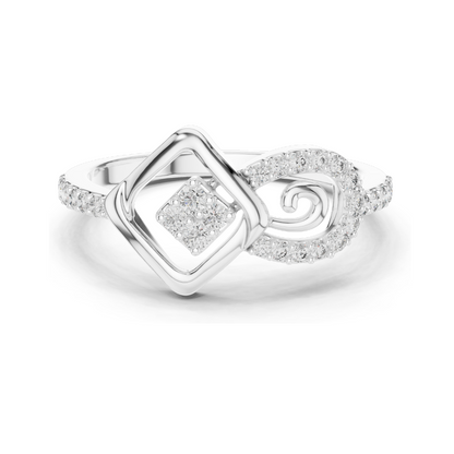 0.241 CT Lab Diamond Swirl Square Illusion Designer Ring for Women | VVS-VS EF Clarity | 18KT, 14KT, 10KT Gold & 925 Silver | Rose, Yellow, White Gold & Moissanite Options