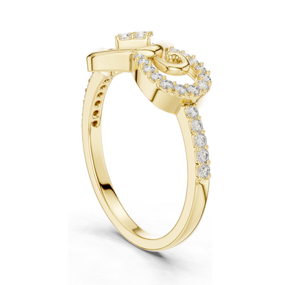 0.241 CT Lab Diamond Swirl Square Illusion Designer Ring for Women | VVS-VS EF Clarity | 18KT, 14KT, 10KT Gold & 925 Silver | Rose, Yellow, White Gold & Moissanite Options