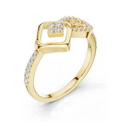0.241 CT Lab Diamond Swirl Square Illusion Designer Ring for Women | VVS-VS EF Clarity | 18KT, 14KT, 10KT Gold & 925 Silver | Rose, Yellow, White Gold & Moissanite Options