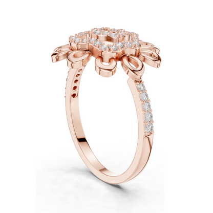 Flower-Inspired Diamond Ring for Women | 0.26 CT Lab-Grown Diamonds | 18KT, 14KT, 10KT Gold & 925 Silver | Rose, Yellow, White Gold & Moissanite Options