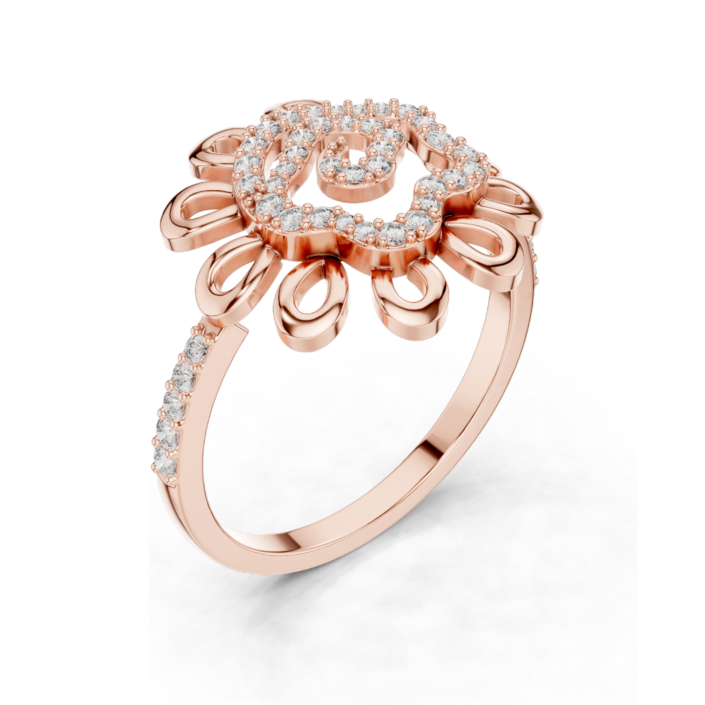 Flower-Inspired Diamond Ring for Women | 0.26 CT Lab-Grown Diamonds | 18KT, 14KT, 10KT Gold & 925 Silver | Rose, Yellow, White Gold & Moissanite Options