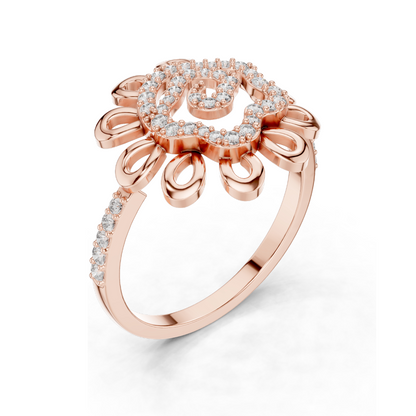 Flower-Inspired Diamond Ring for Women | 0.26 CT Lab-Grown Diamonds | 18KT, 14KT, 10KT Gold & 925 Silver | Rose, Yellow, White Gold & Moissanite Options