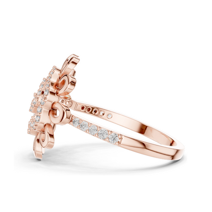 Flower-Inspired Diamond Ring for Women | 0.26 CT Lab-Grown Diamonds | 18KT, 14KT, 10KT Gold & 925 Silver | Rose, Yellow, White Gold & Moissanite Options