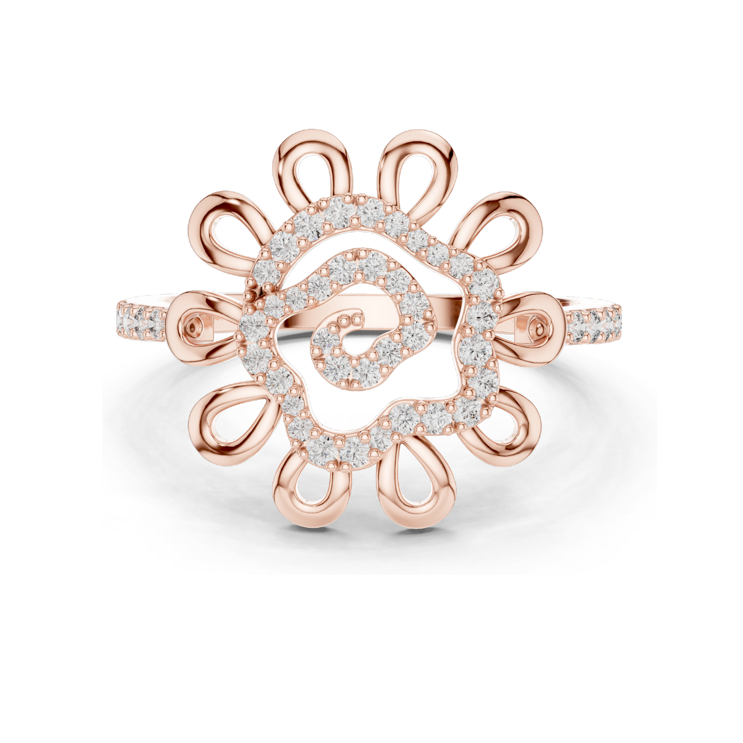 Flower-Inspired Diamond Ring for Women | 0.26 CT Lab-Grown Diamonds | 18KT, 14KT, 10KT Gold & 925 Silver | Rose, Yellow, White Gold & Moissanite Options