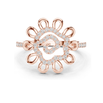 Flower-Inspired Diamond Ring for Women | 0.26 CT Lab-Grown Diamonds | 18KT, 14KT, 10KT Gold & 925 Silver | Rose, Yellow, White Gold & Moissanite Options