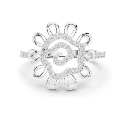 Flower-Inspired Diamond Ring for Women | 0.26 CT Lab-Grown Diamonds | 18KT, 14KT, 10KT Gold & 925 Silver | Rose, Yellow, White Gold & Moissanite Options