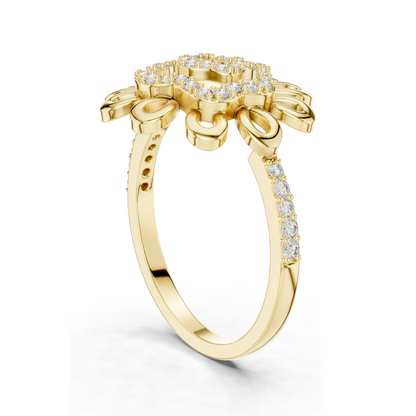 Flower-Inspired Diamond Ring for Women | 0.26 CT Lab-Grown Diamonds | 18KT, 14KT, 10KT Gold & 925 Silver | Rose, Yellow, White Gold & Moissanite Options