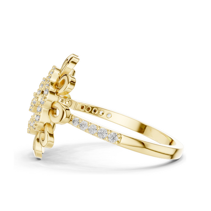 Flower-Inspired Diamond Ring for Women | 0.26 CT Lab-Grown Diamonds | 18KT, 14KT, 10KT Gold & 925 Silver | Rose, Yellow, White Gold & Moissanite Options