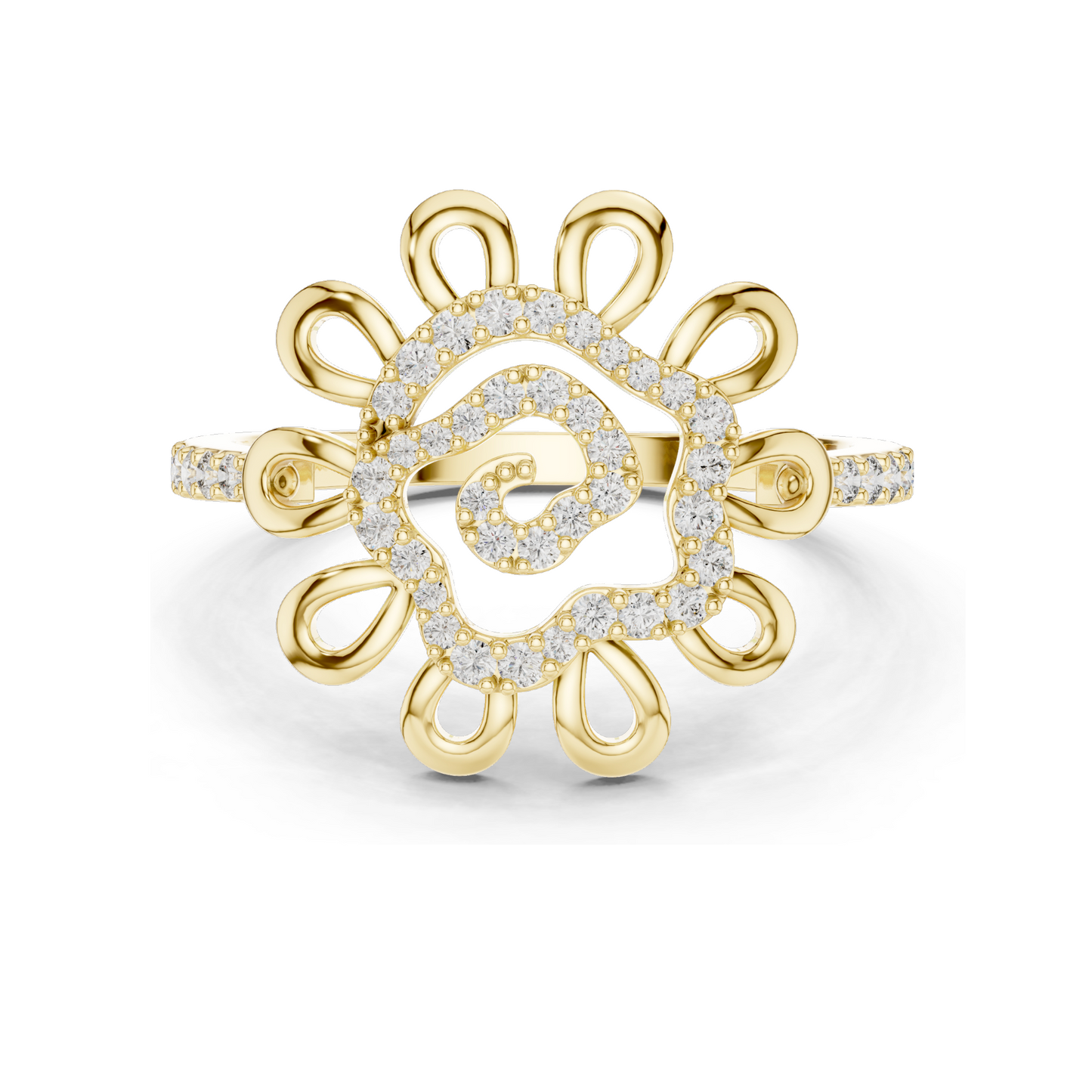 Flower-Inspired Diamond Ring for Women | 0.26 CT Lab-Grown Diamonds | 18KT, 14KT, 10KT Gold & 925 Silver | Rose, Yellow, White Gold & Moissanite Options