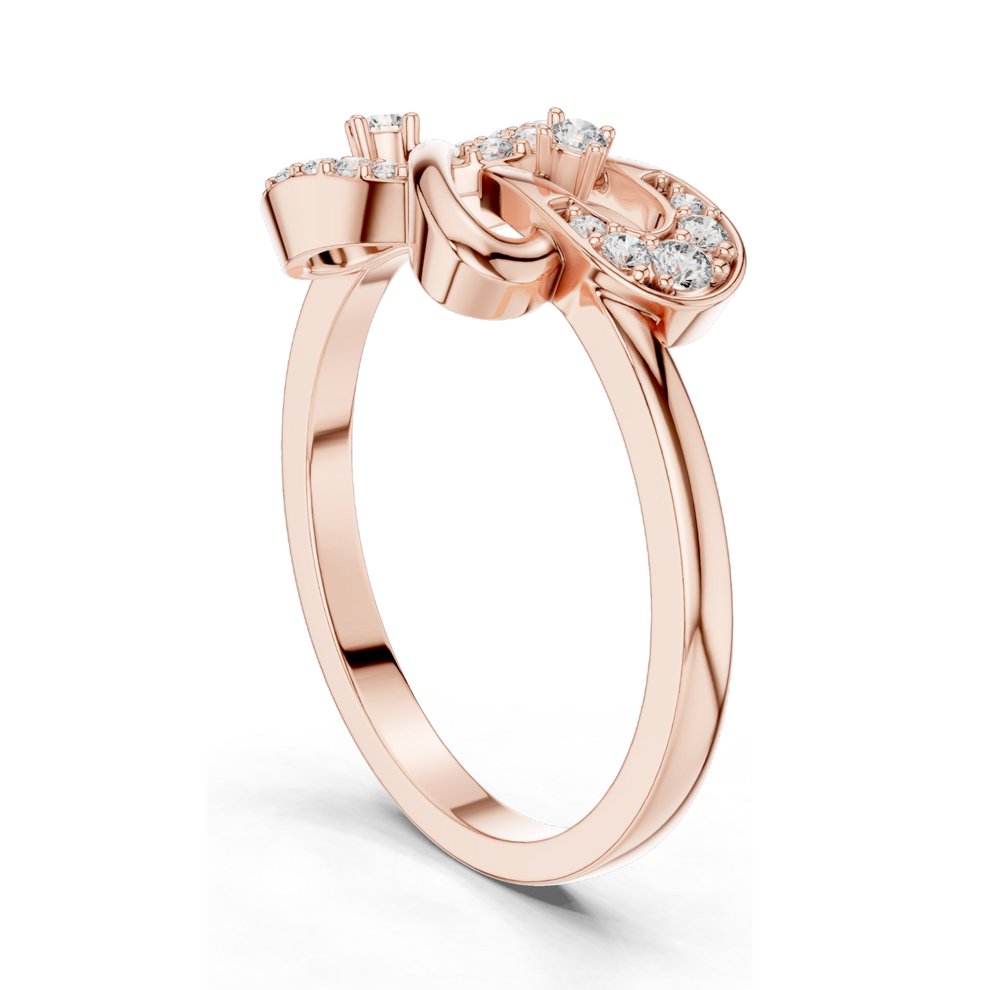 Lab-Grown Diamond Knot Ring for Women | 18KT Yellow, White, Rose Gold | VVS-VS EF Clarity | 0.186 CT | Moissanite & Lab Diamond Options