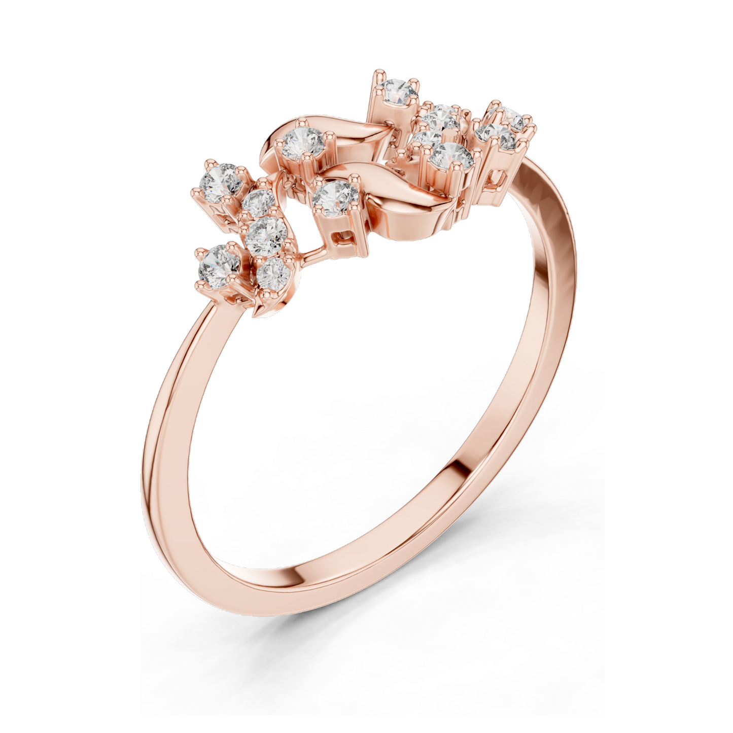 Lab-Grown Diamond Floral Ring | 0.166 CT, VVS-VS Clarity | 18KT, 14KT, 10KT Gold & 925 Silver | Rose, Yellow, White Gold & Moissanite Options