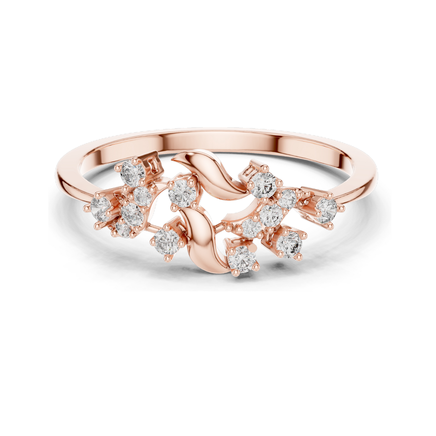 Lab-Grown Diamond Floral Ring | 0.166 CT, VVS-VS Clarity | 18KT, 14KT, 10KT Gold & 925 Silver | Rose, Yellow, White Gold & Moissanite Options