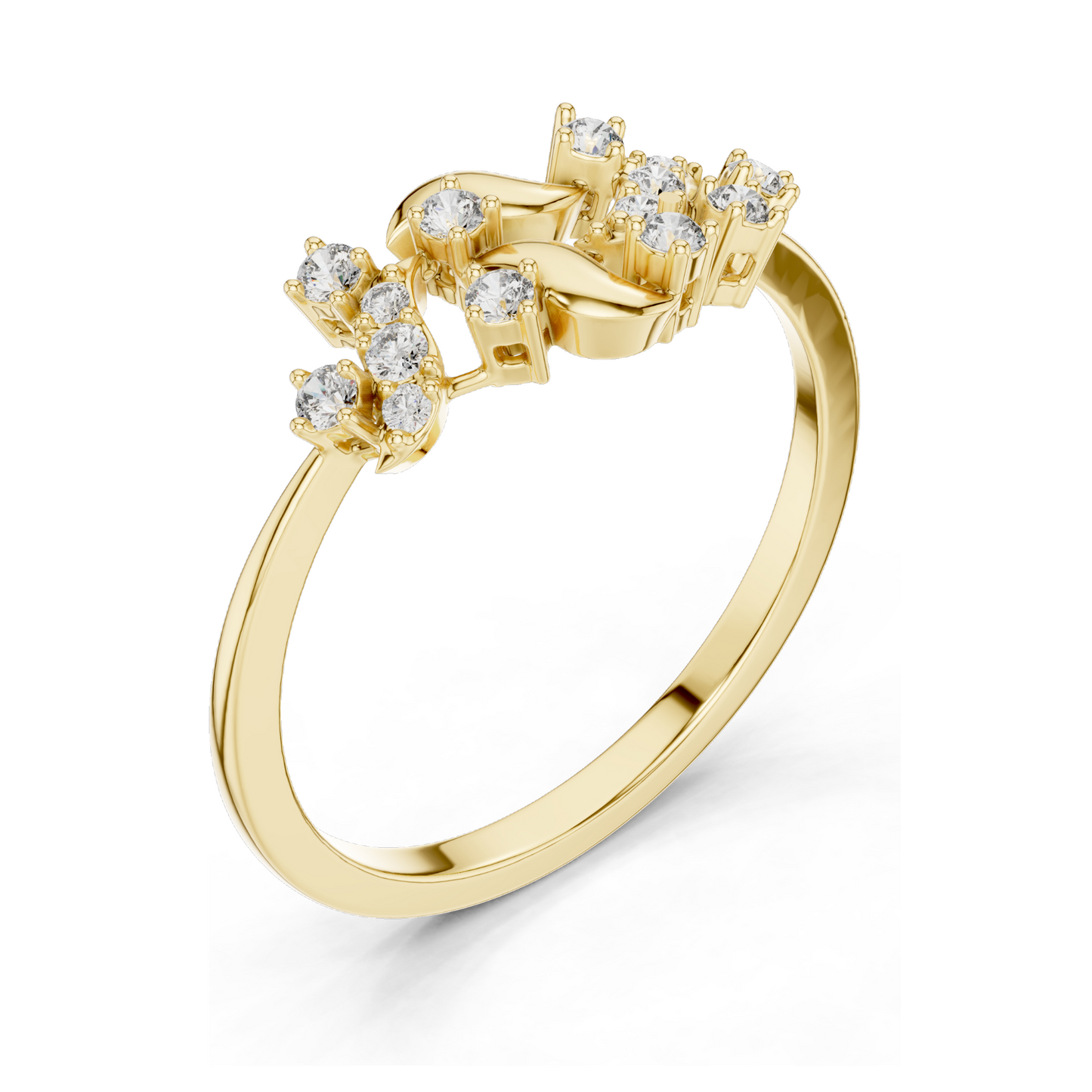 Lab-Grown Diamond Floral Ring | 0.166 CT, VVS-VS Clarity | 18KT, 14KT, 10KT Gold & 925 Silver | Rose, Yellow, White Gold & Moissanite Options