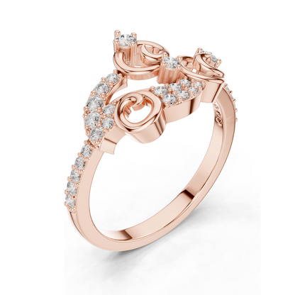 18KT, 14KT, 10KT Gold Lab Diamond Ladies Ring | VVS-VS EF Clarity | Rose, Yellow, White Gold | 0.302 CT | Moissanite & Lab Diamond Options | Luxury Swirl Design