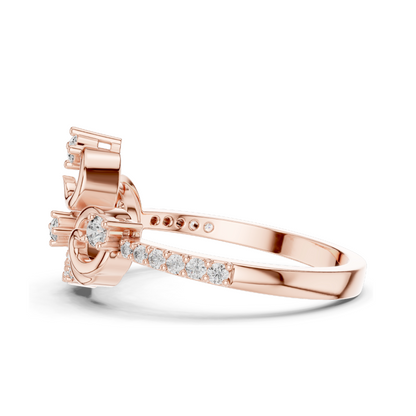 18KT, 14KT, 10KT Gold Lab Diamond Ladies Ring | VVS-VS EF Clarity | Rose, Yellow, White Gold | 0.302 CT | Moissanite & Lab Diamond Options | Luxury Swirl Design