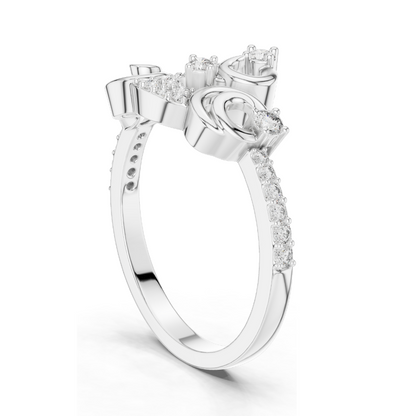 18KT, 14KT, 10KT Gold Lab Diamond Ladies Ring | VVS-VS EF Clarity | Rose, Yellow, White Gold | 0.302 CT | Moissanite & Lab Diamond Options | Luxury Swirl Design