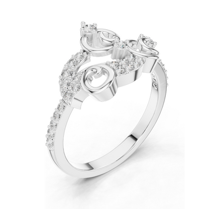 18KT, 14KT, 10KT Gold Lab Diamond Ladies Ring | VVS-VS EF Clarity | Rose, Yellow, White Gold | 0.302 CT | Moissanite & Lab Diamond Options | Luxury Swirl Design