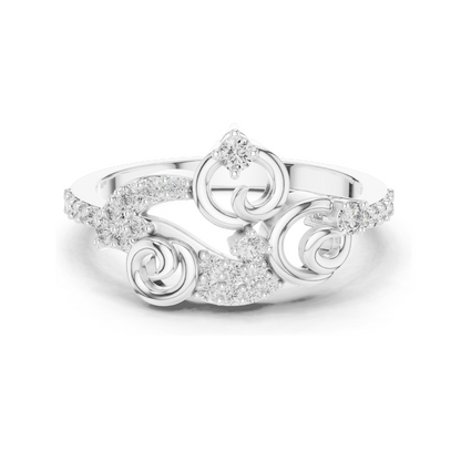 18KT, 14KT, 10KT Gold Lab Diamond Ladies Ring | VVS-VS EF Clarity | Rose, Yellow, White Gold | 0.302 CT | Moissanite & Lab Diamond Options | Luxury Swirl Design