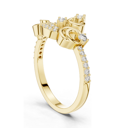 18KT, 14KT, 10KT Gold Lab Diamond Ladies Ring | VVS-VS EF Clarity | Rose, Yellow, White Gold | 0.302 CT | Moissanite & Lab Diamond Options | Luxury Swirl Design