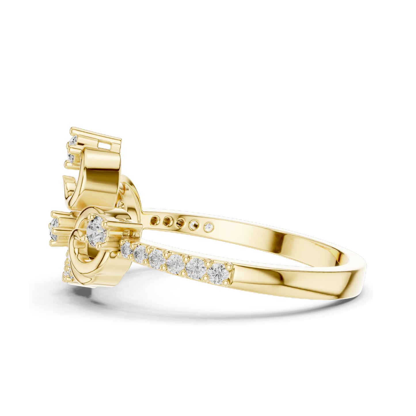 18KT, 14KT, 10KT Gold Lab Diamond Ladies Ring | VVS-VS EF Clarity | Rose, Yellow, White Gold | 0.302 CT | Moissanite & Lab Diamond Options | Luxury Swirl Design